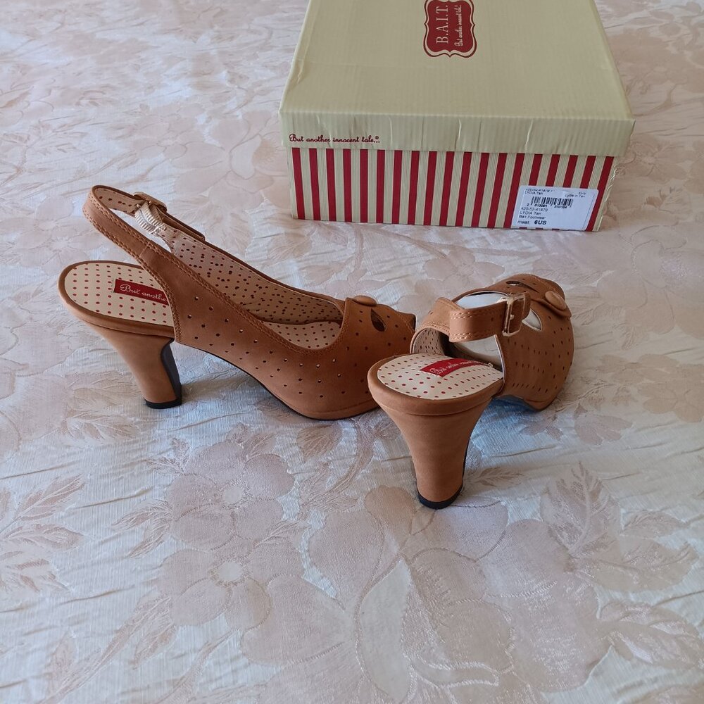 B.A.I.T. Heels, 1940's Slingback style, 6, NEW